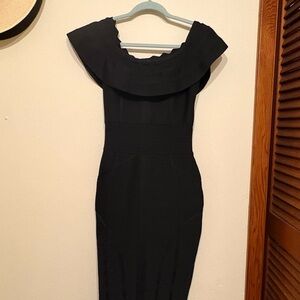 SHEIN Black Off-Shoulder Midi Dress